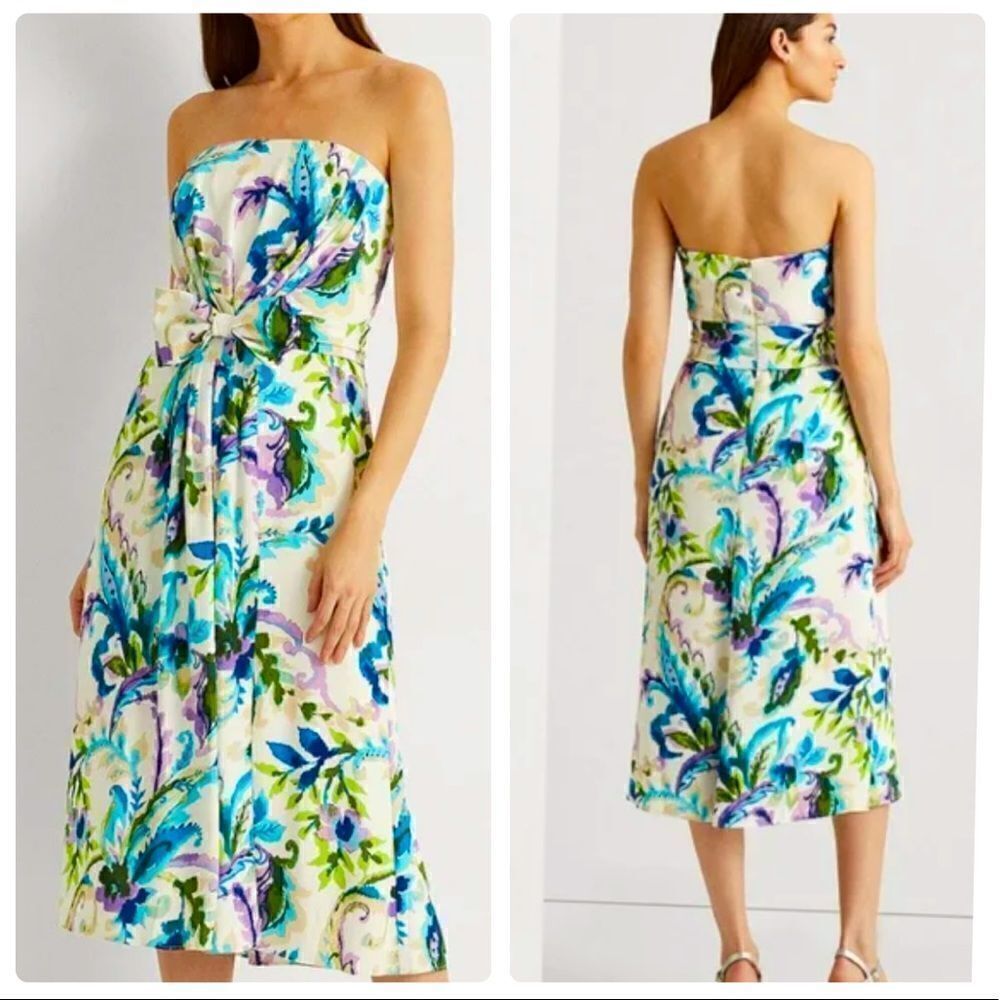 Lauren RL Strapless Bow Dress Size 4 NWT